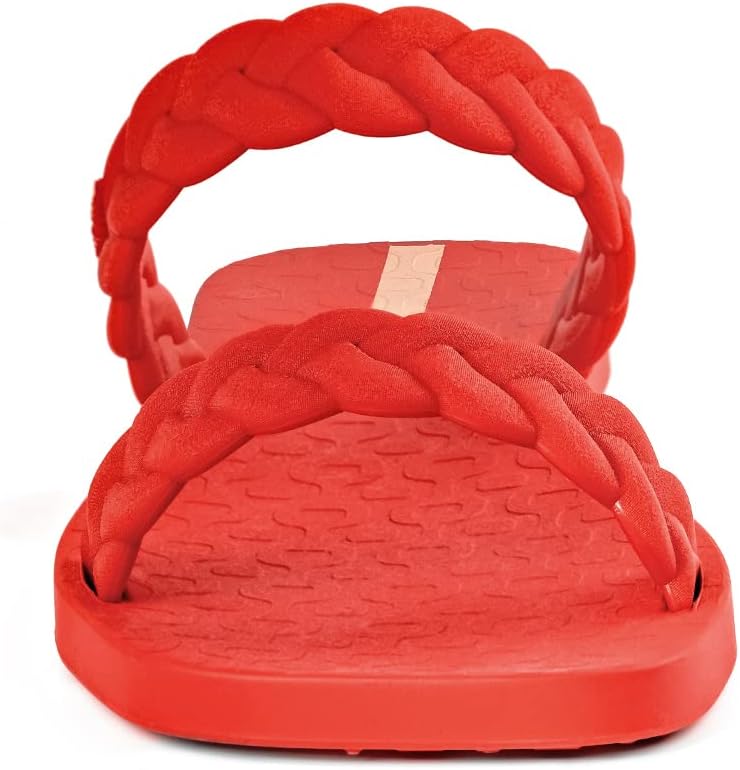 ipanema womens fever slides - comfortable and trendy slip-on sandals flip flops for women with braided double straps red 7 slides
