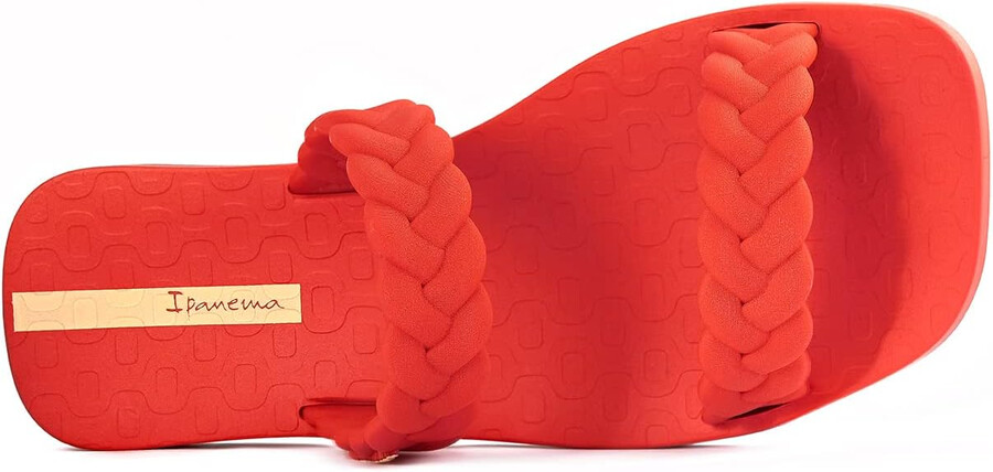 ipanema womens fever slides - comfortable and trendy slip-on sandals flip flops for women with braided double straps red 7 slides