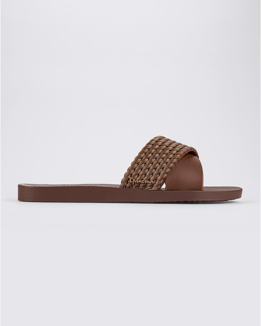 ipanema womens street ii slides - comfortable and trendy slip-on sandals flip flops for women with wide minimalist crisscross upper brownbrown 6 flip-flops
