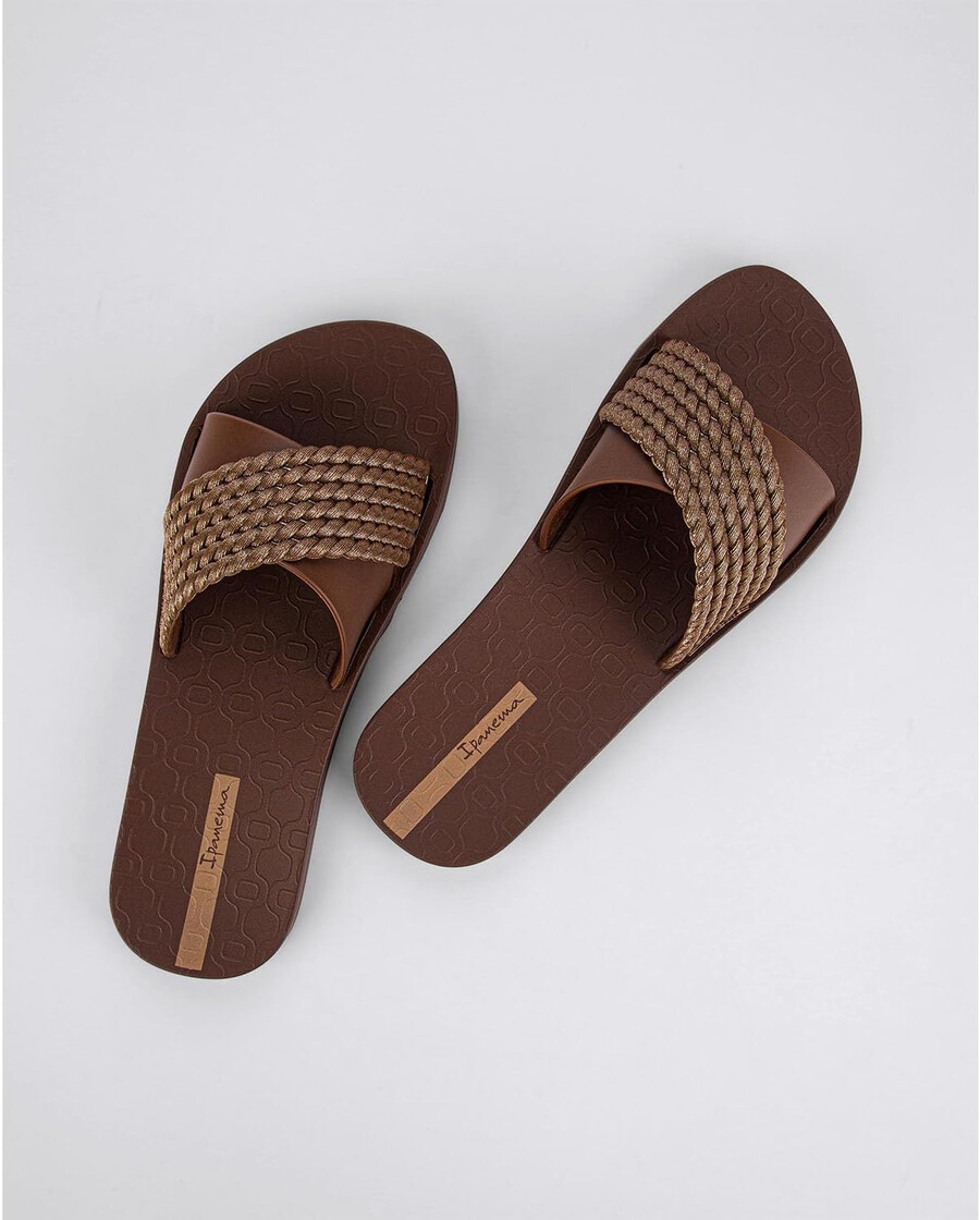 ipanema womens street ii slides - comfortable and trendy slip-on sandals flip flops for women with wide minimalist crisscross upper brownbrown 6 flip-flops
